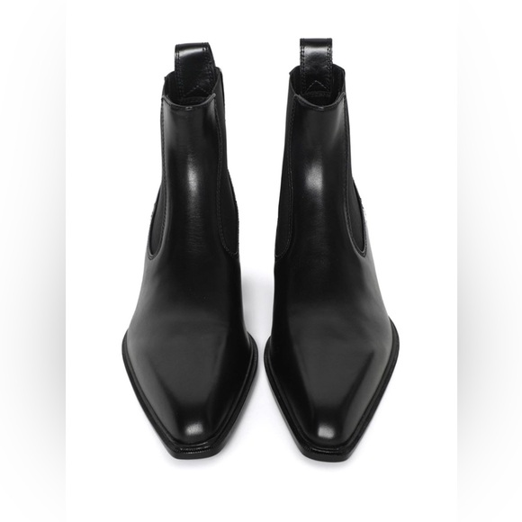 New Alexander Wang black slick 40 cowboy ankle boots in leather Sz36 MSRP:$650 - Picture 3 of 12